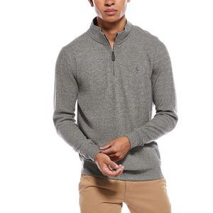 Tailorbyrd Mens  Cozy Knit 1/4-Zip Mock Sweater, Gray